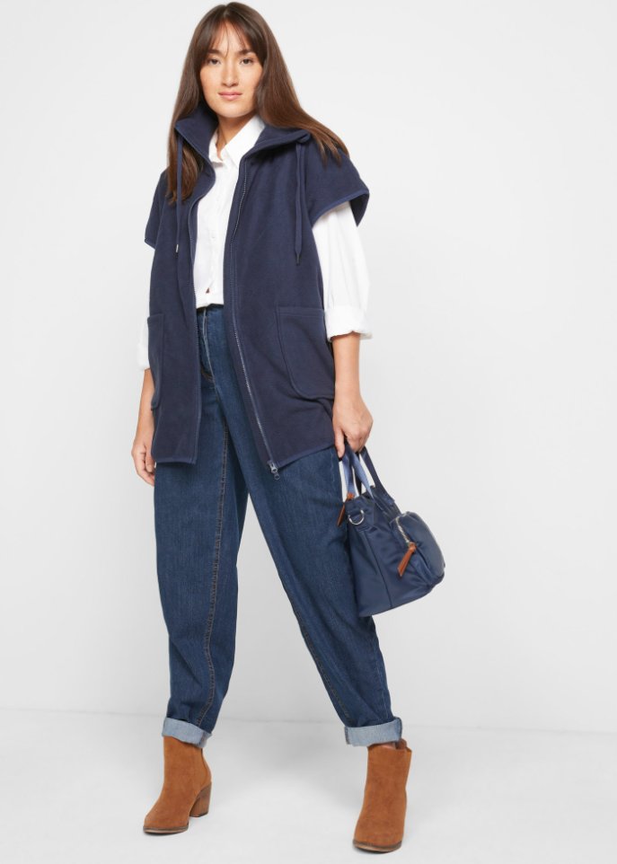 Fleece Weste mit Rautensteppung aus recyceltem Polyester
