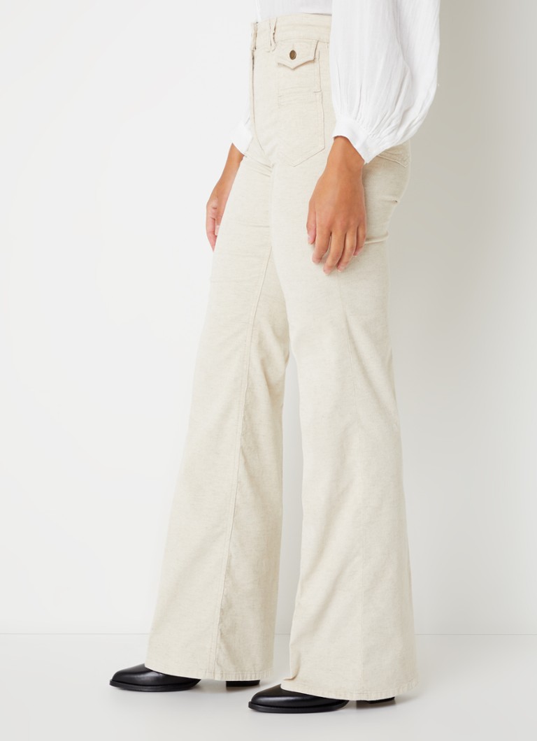 Pantaloni a vita alta svasati in velluto a coste misto lino di Gerard Darel Anna