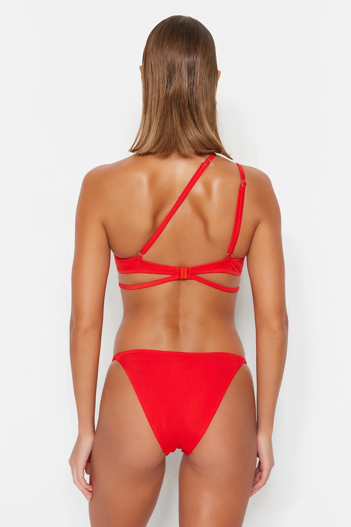 Trendyol Collection  Rote Paspelierung, normales Bein-Bikiniunterteil TBESS22BA0232