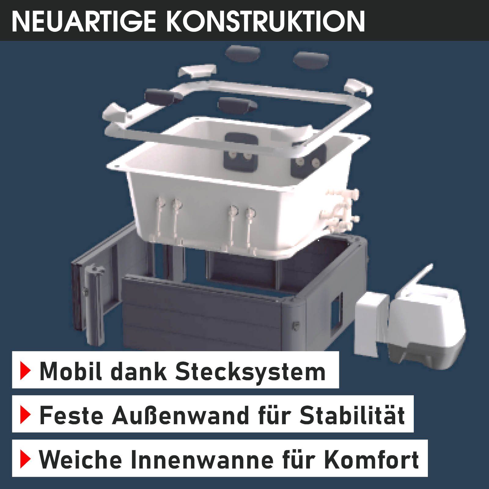 BRAST Whirlpool MSpa Oslo mit Fester Außenwand, LED-Beleuchtung mit 20 Farben, (für 6 Personen, 160x160x65cm, 120 Massagedüsen), Ganzjähriger Einsatz Winterfest, In & Outdoor Pool