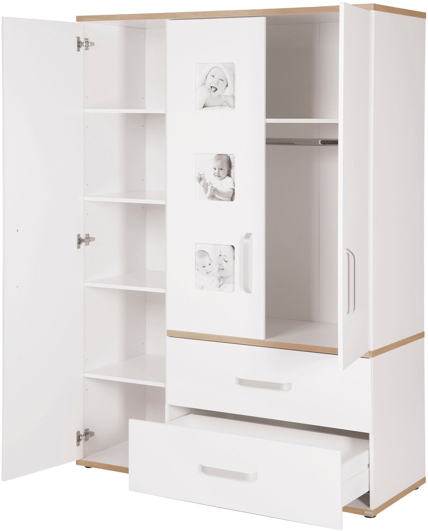 roba® Babyzimmer-Komplettset Pia, (Set, 3-St., Kinderbett, Schrank, Wickelkommode), breit; mit Kinderbett, Schrank und Wickelkommode