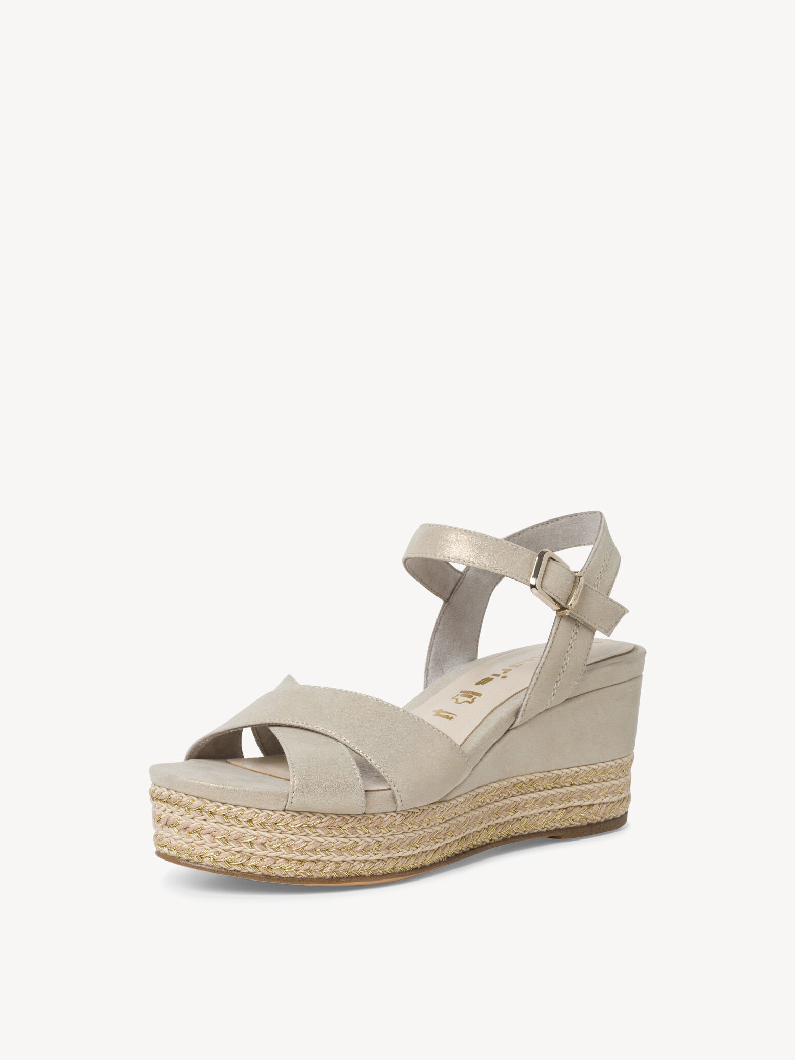 Sandale à talon en cuir - beige