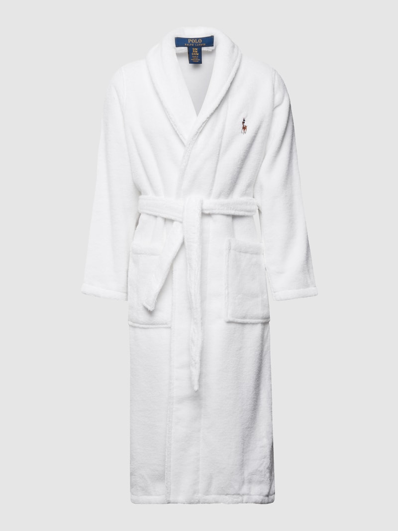 Bademantel mit Label-Stitching in weiß