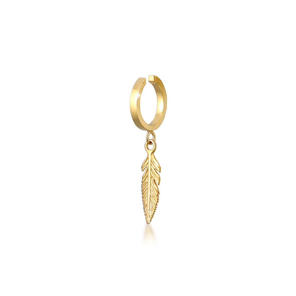 Elli Elli Boucles d'Oreilles Plume Nature Créole Boucles d'Oreilles Femme - (925/1000) Boucles d'oreilles