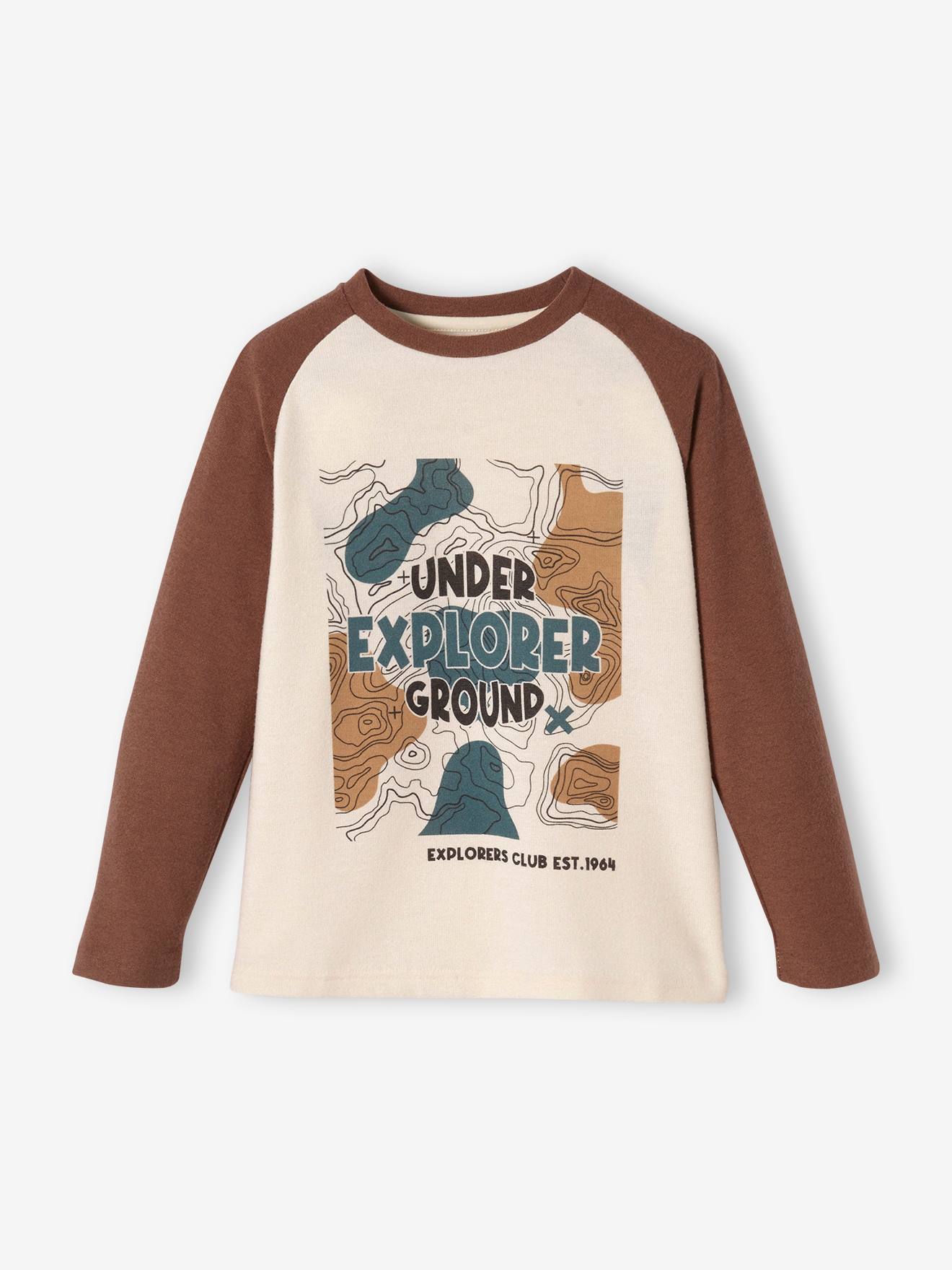 T-shirt ultra doux motif cartographie garçon ecru