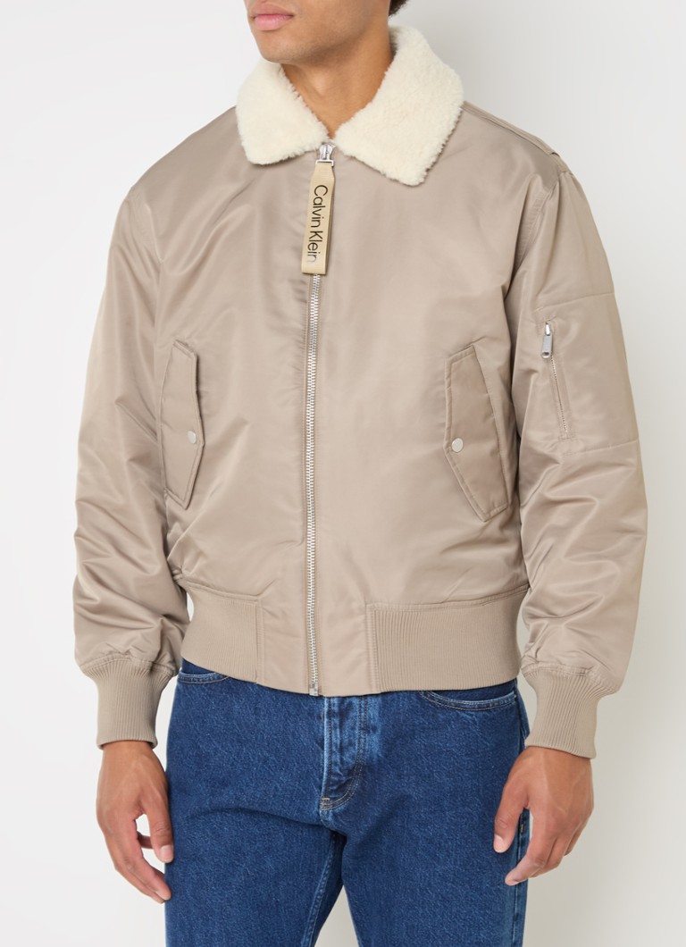 Calvin Klein bomber jacket with flap pockets and teddy collar