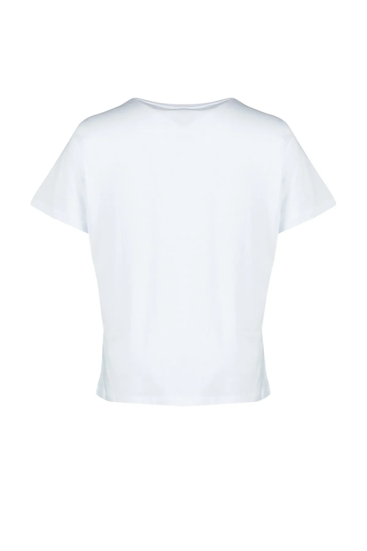 Trendyol Curve  Weißes Basic-Strick-T-Shirt mit Rundhalsausschnitt TBSSS22TS0733