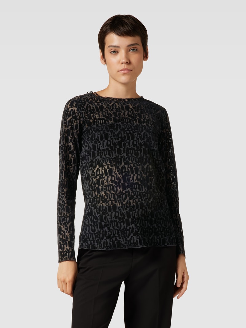 Longsleeve in semitransparentem Look in schwarz