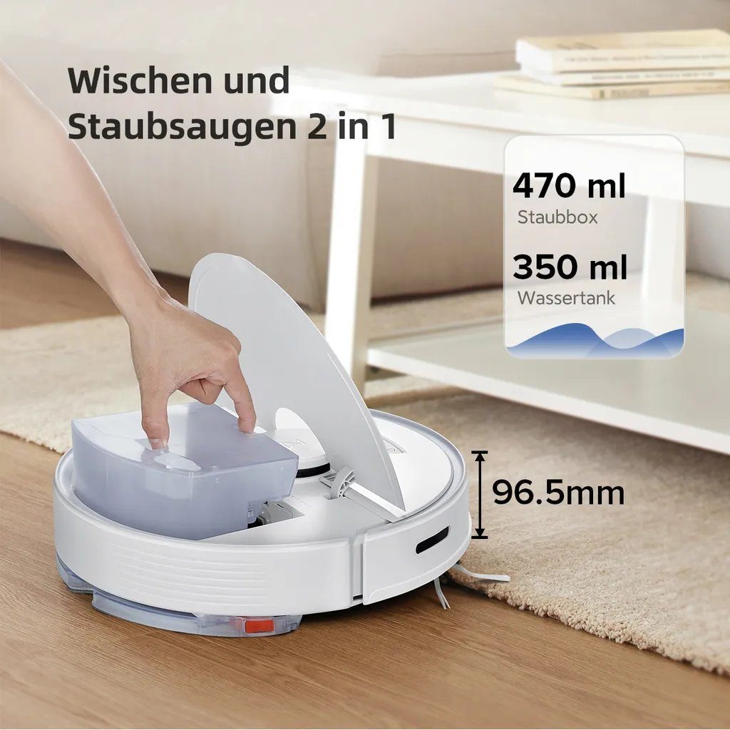 Roborock Saugroboter Q7 MAX+, 58 W, 4200Pa, Mit Wischfunktion, Saugstation, automatischer Entleerung, LIDAR-Navigation, Intelligente Kartendarstellung, Sprach-/App-Steuerung, S5 MAX-Update