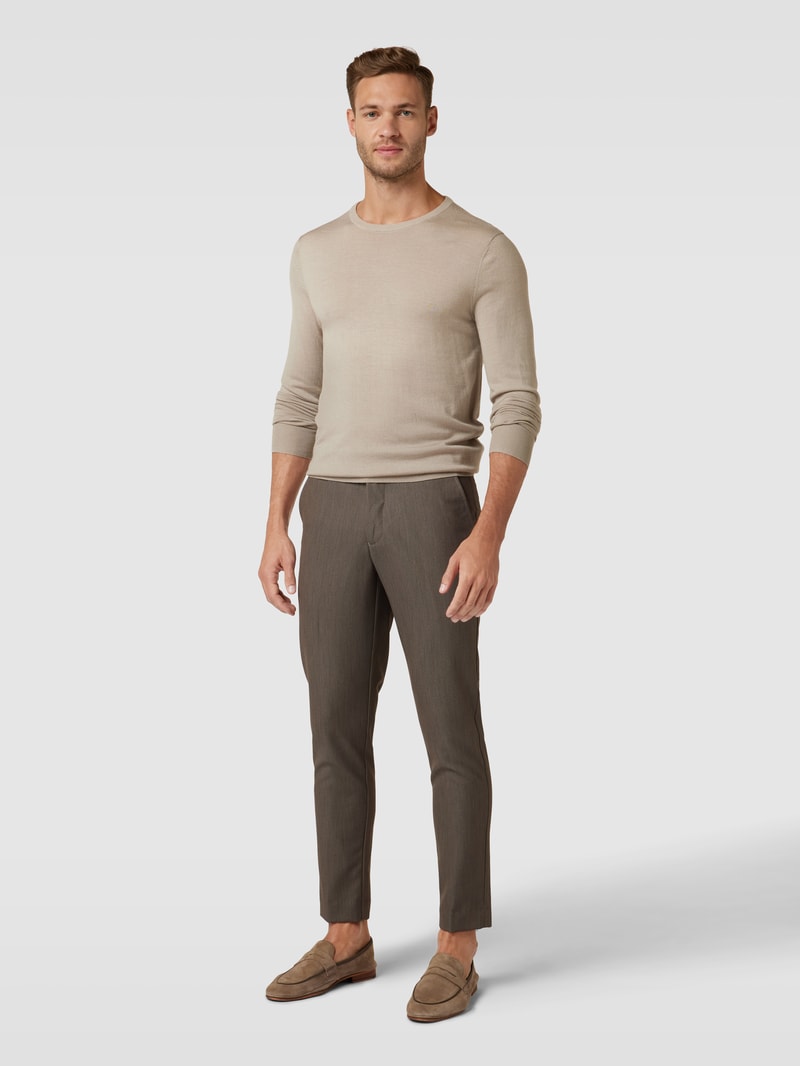 Longsleeve aus Wolle mit Rundhalsausschnitt in beige