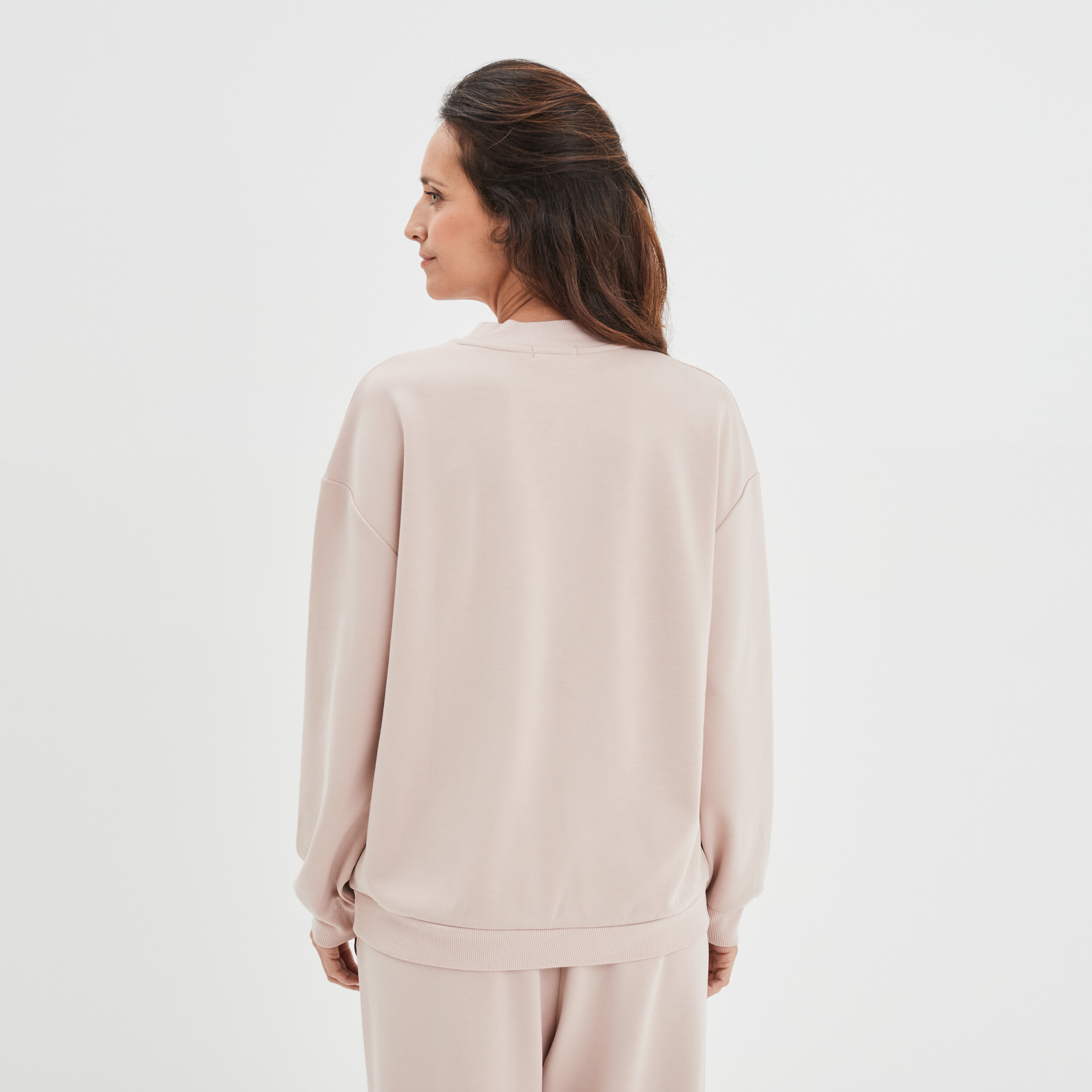 Haut de pyjama sweat col rond 1 poche taupe femme | La Halle