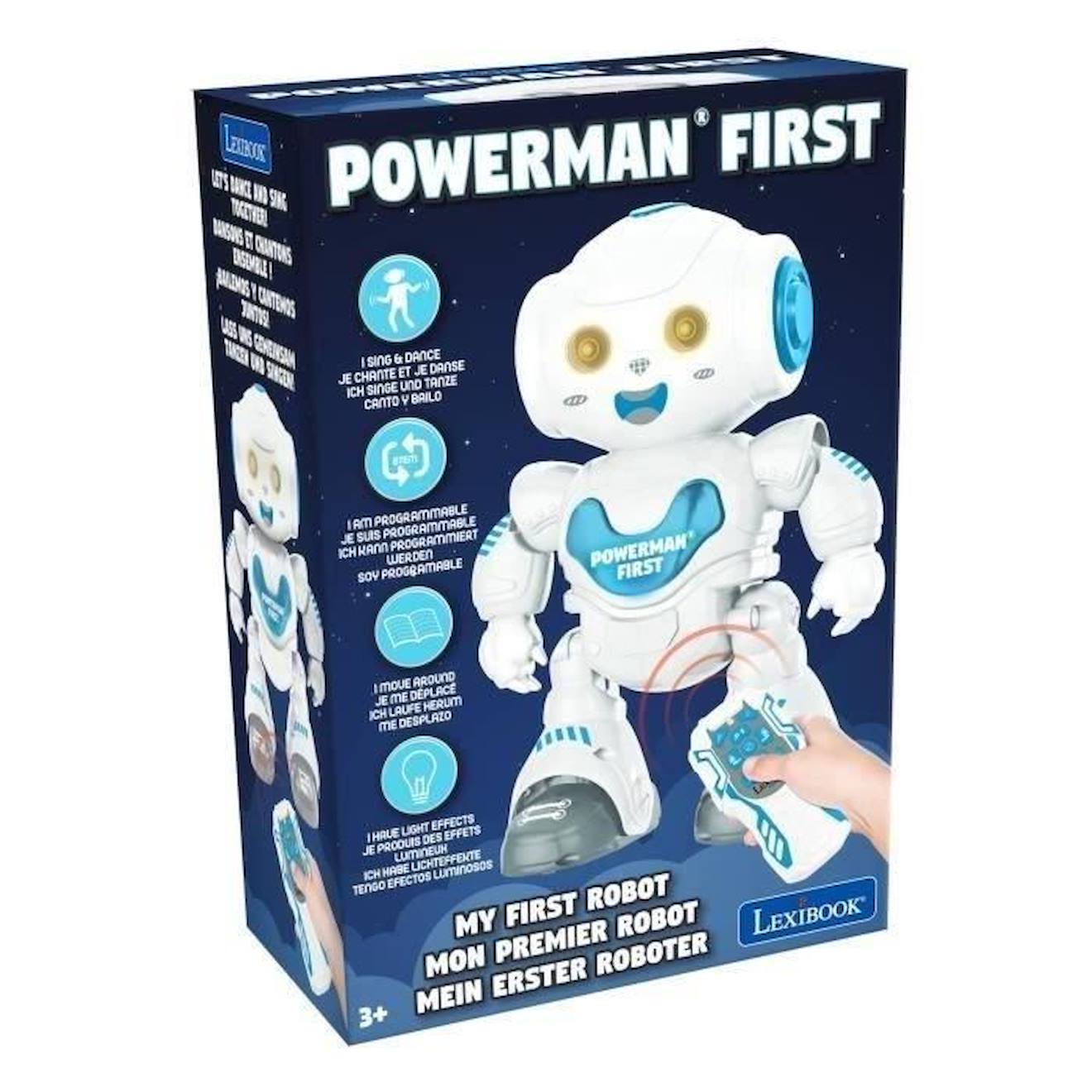 Powerman® First Robot Programmable avec Dance, Musique, démo et télécommande blanc