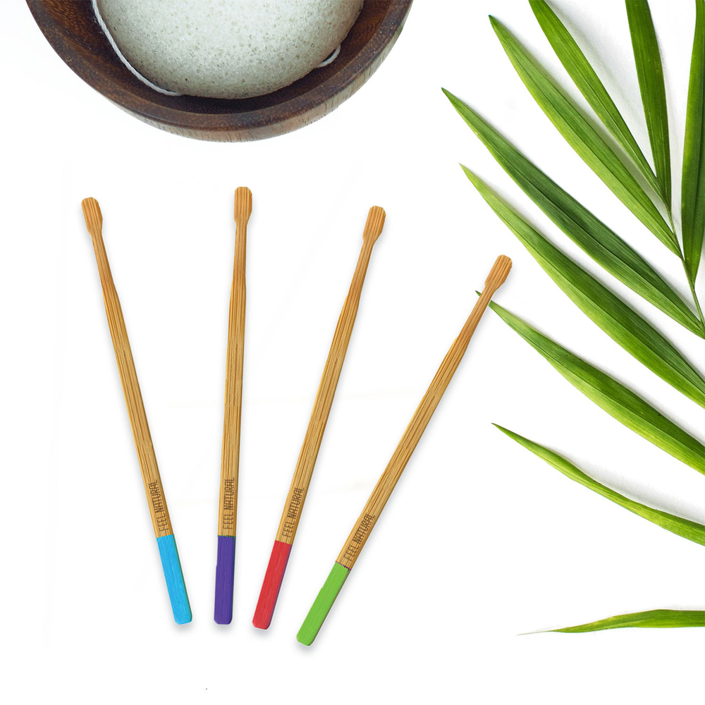 feel natural Cure-Oreilles en bambou 4 coloris aléato ires Cure-oreilles