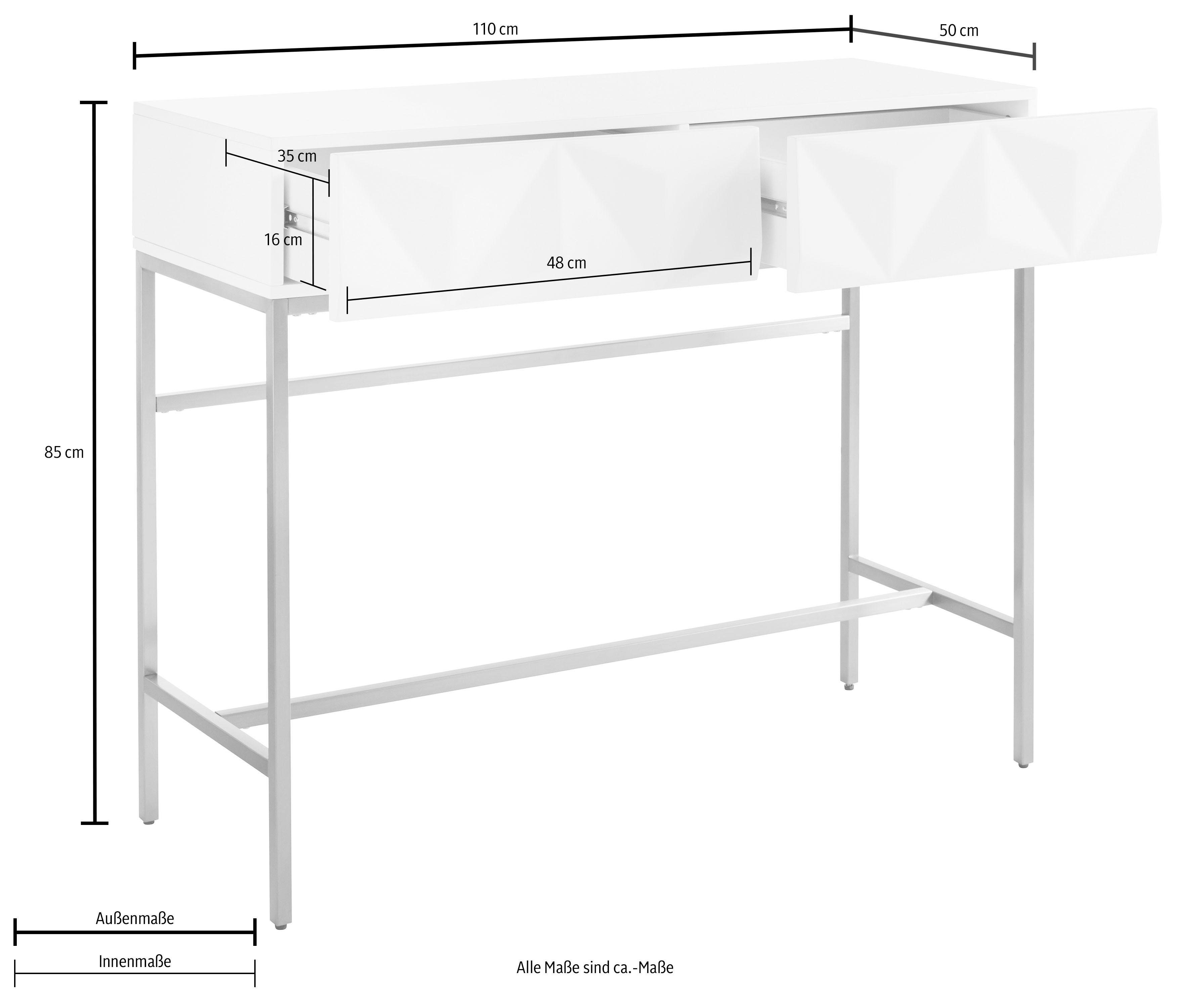 Leonique Sideboard Minfi, in 3D-Optik, Konsolentisch mit goldfarbenem Metallgestell