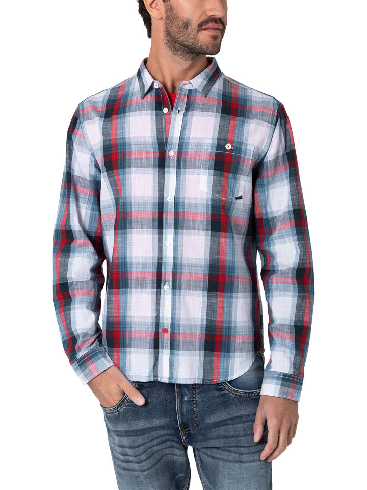 Timezone Hemd - Regular fit -  in Weiß/ Dunkelblau/ Rot günstig kaufen