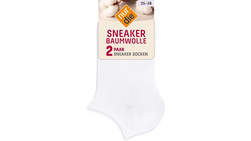 NUR DIE Damen Sneaker Socken Baumwolle 2er Pack 920 weiß