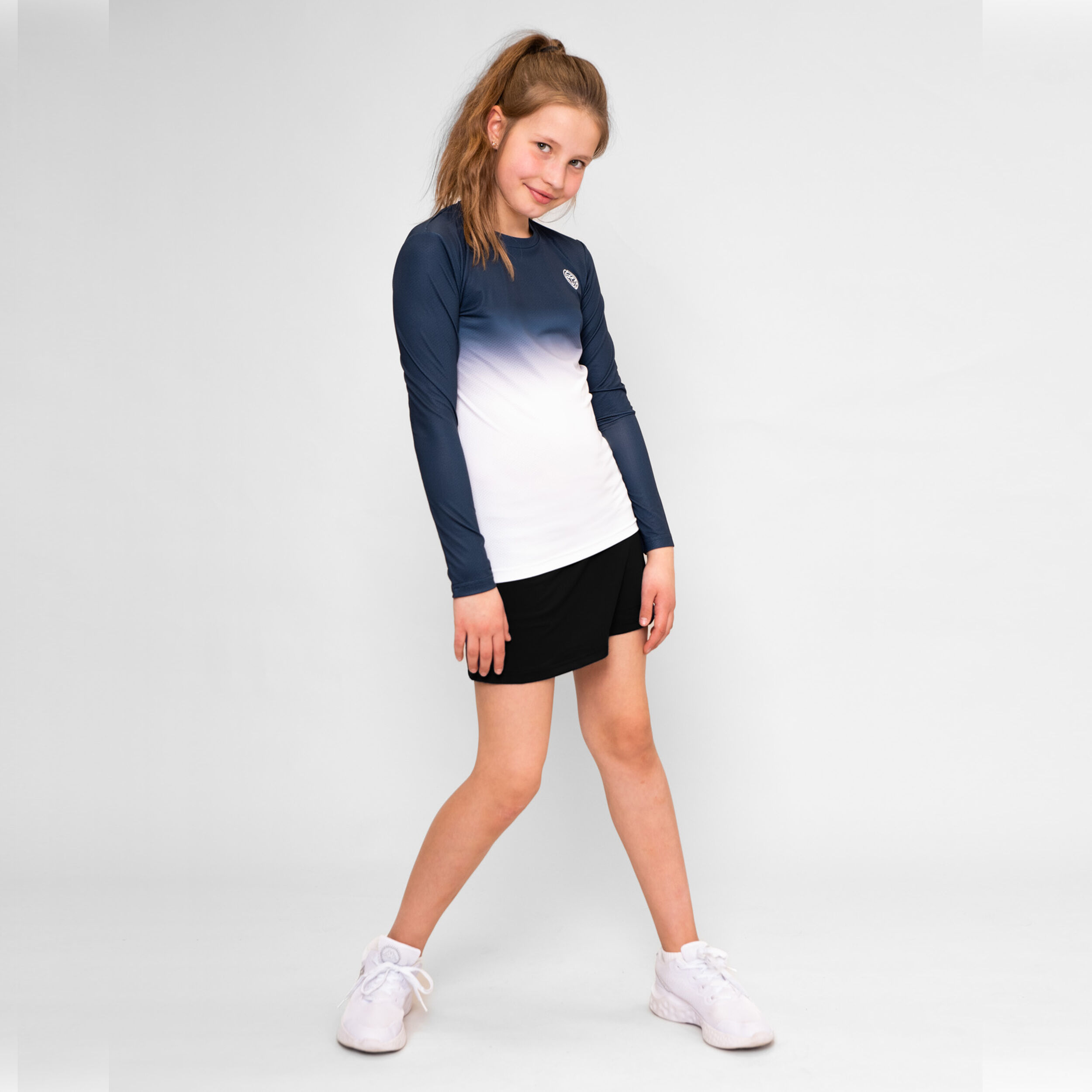 Crew Gradiant Longsleeve Mädchen - Dunkelblau, Weiß