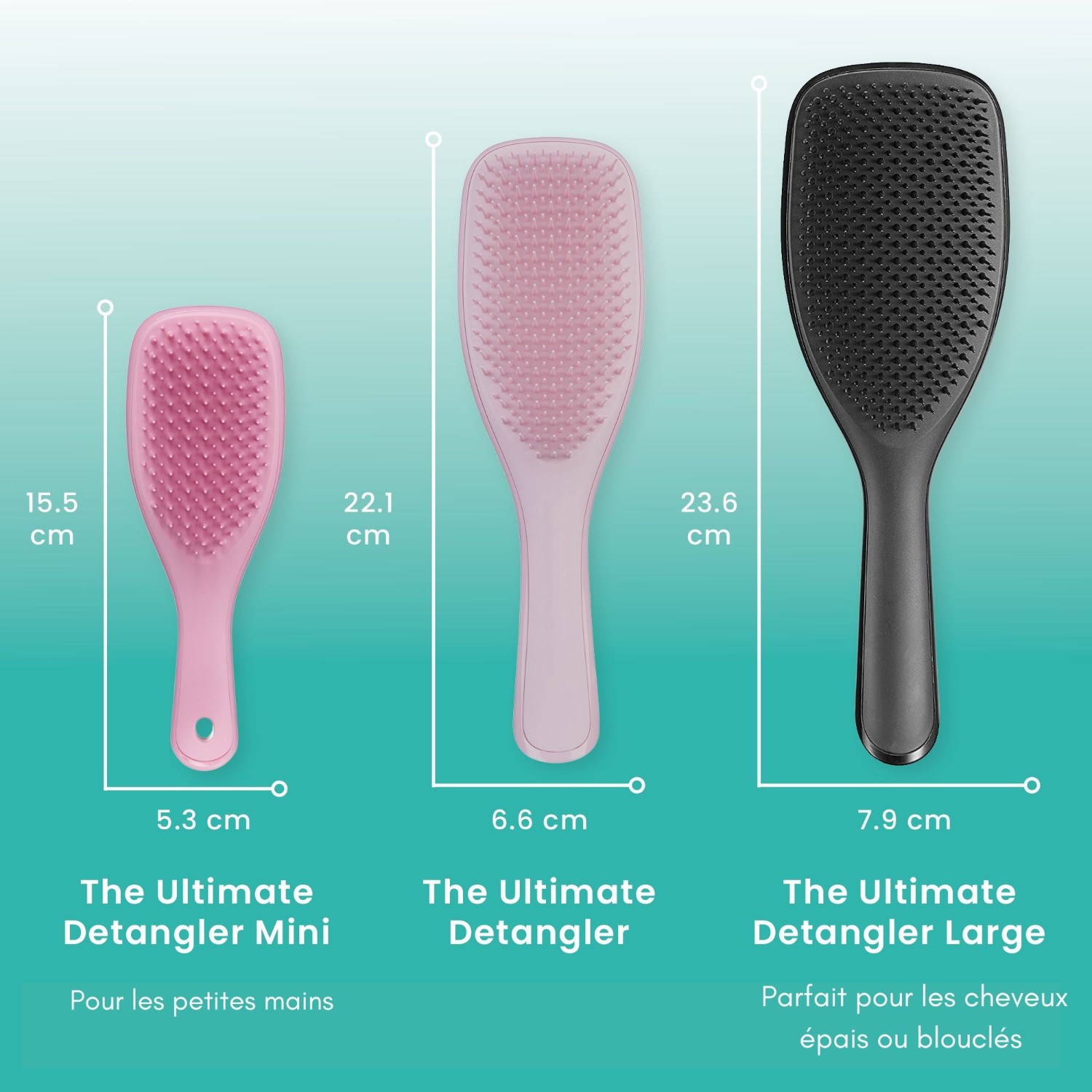 „Tangle Teezer Large Wet Detangler“ plaukų tiesintuvas, blizgus juodas