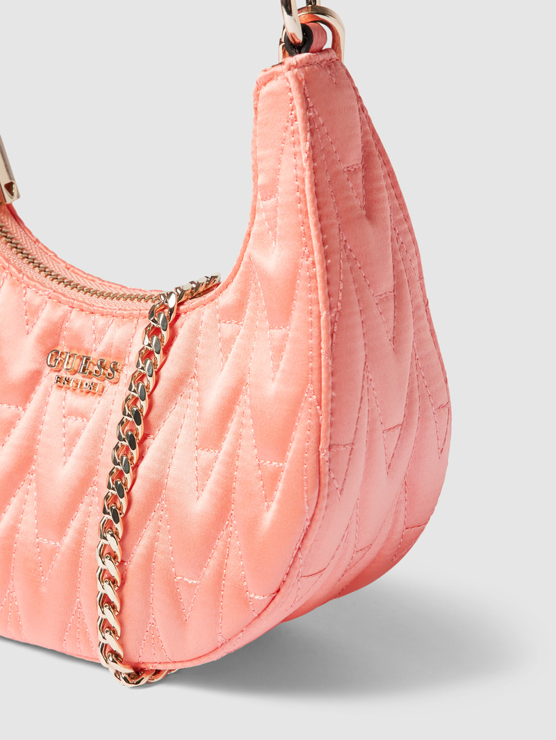 Hobo Bag mit Label-Applikation Modell 'GOLDEN ROCK' in koralle