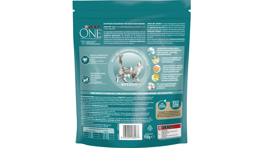PURINA ONE ADULT reich an Lachs und Vollkorn-Getreide 750 g