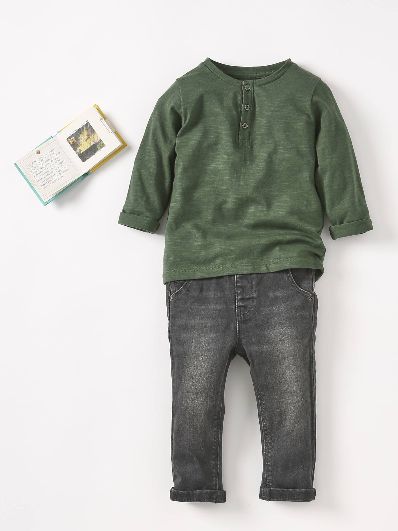 Vertbaudet Gerade Baby Jeans BASIC Oeko-Tex - grauer denim