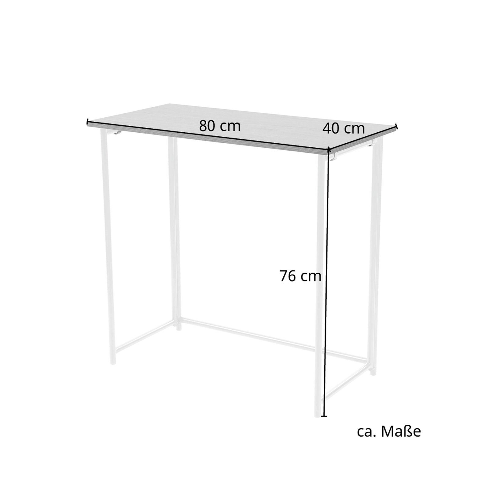 SVITA Klapptisch (1-St., 1 Tisch), klappbar, schmal, platzsparend, Eichenoptik