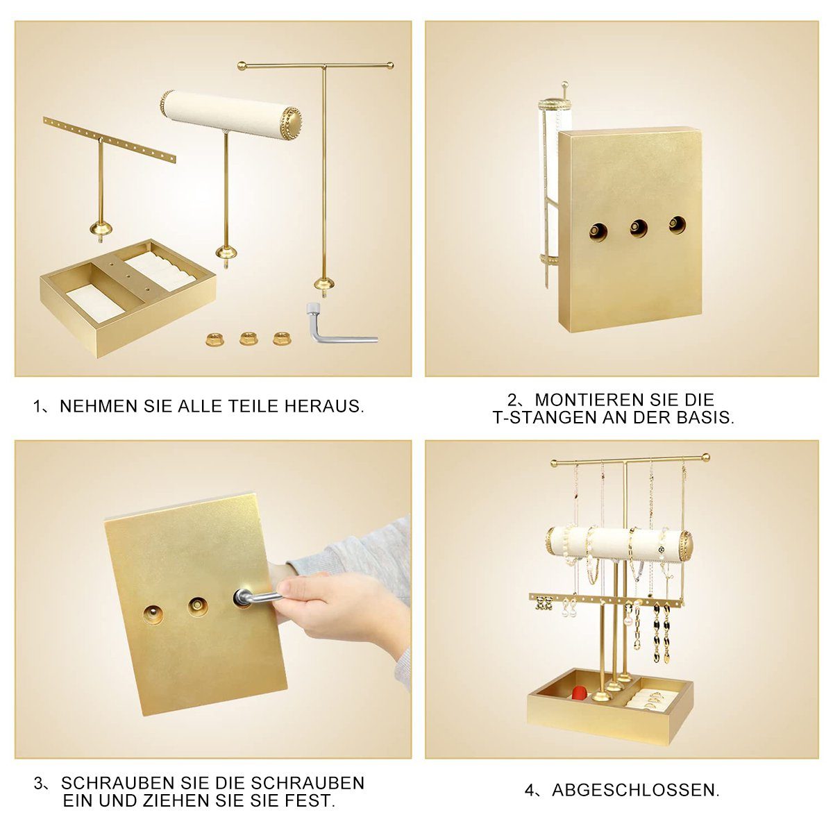 Hikeren Schmuckständer 3-Tier Schmuckhalter Kettenhalter,Höhenverstellbarer Halsketten Halter