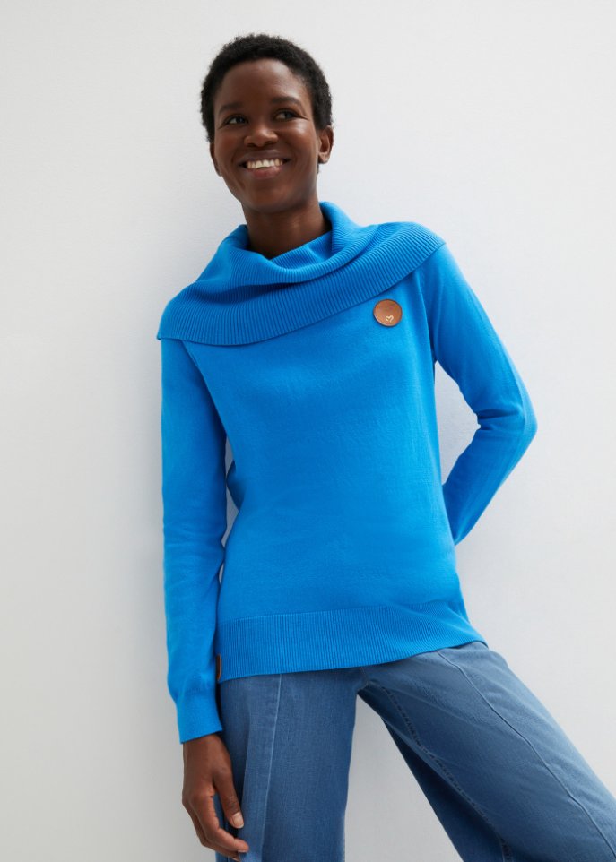 Feinstrickpullover mit weitem Kragen
