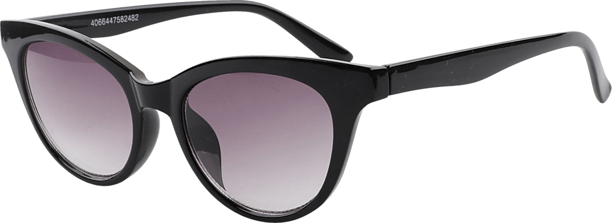 Sonnenbrille Erwachsene schwarz Cat-Eye Form mit leicht getönten Scheiben, 1 St