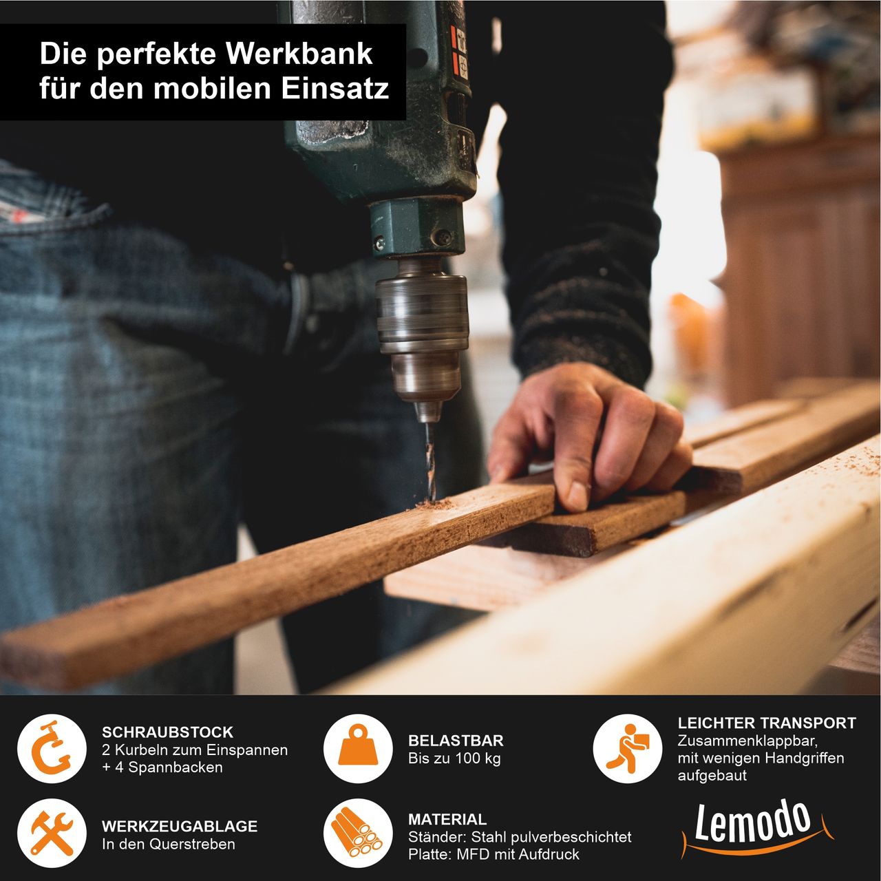 Lemodo Werkbank und Spanntisch, klappbar