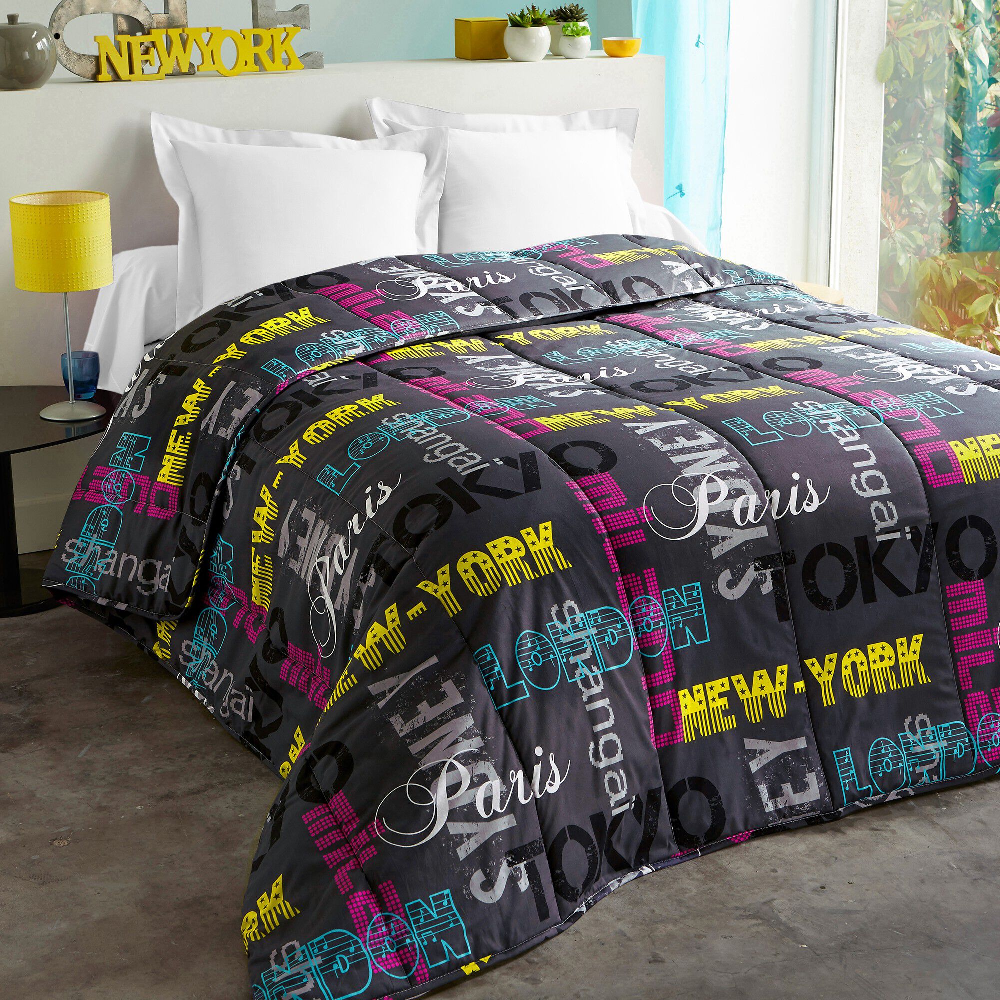 Couette coton imprimée Capitales 400g/m2