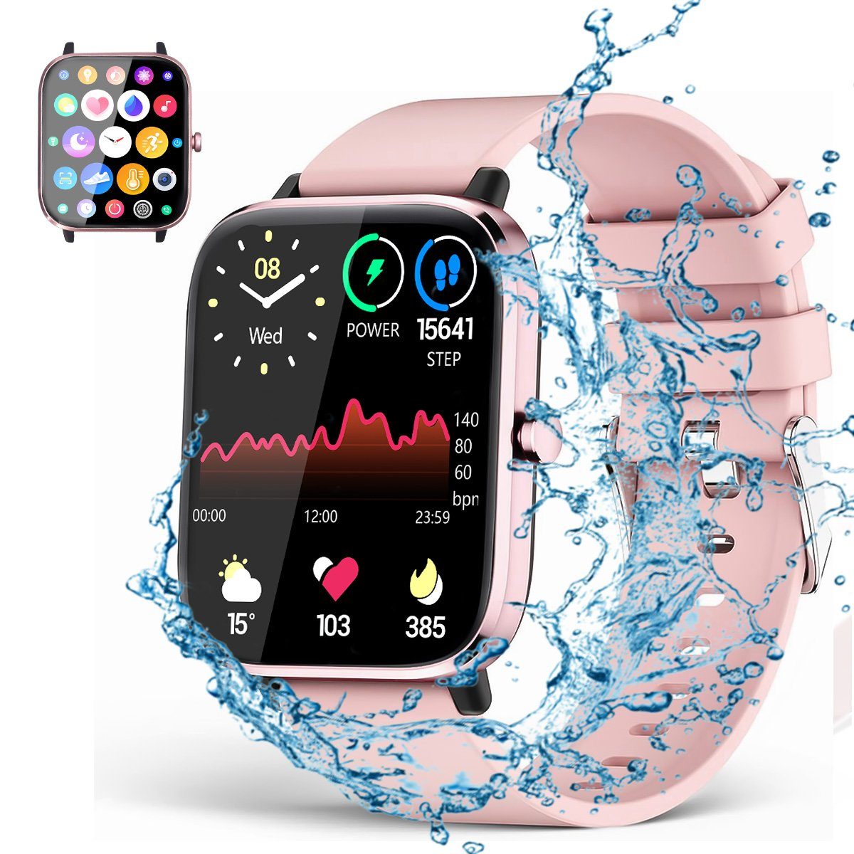 ombar SmartWatch Damen Herren mit Bluetooth Anrufe, 1.7