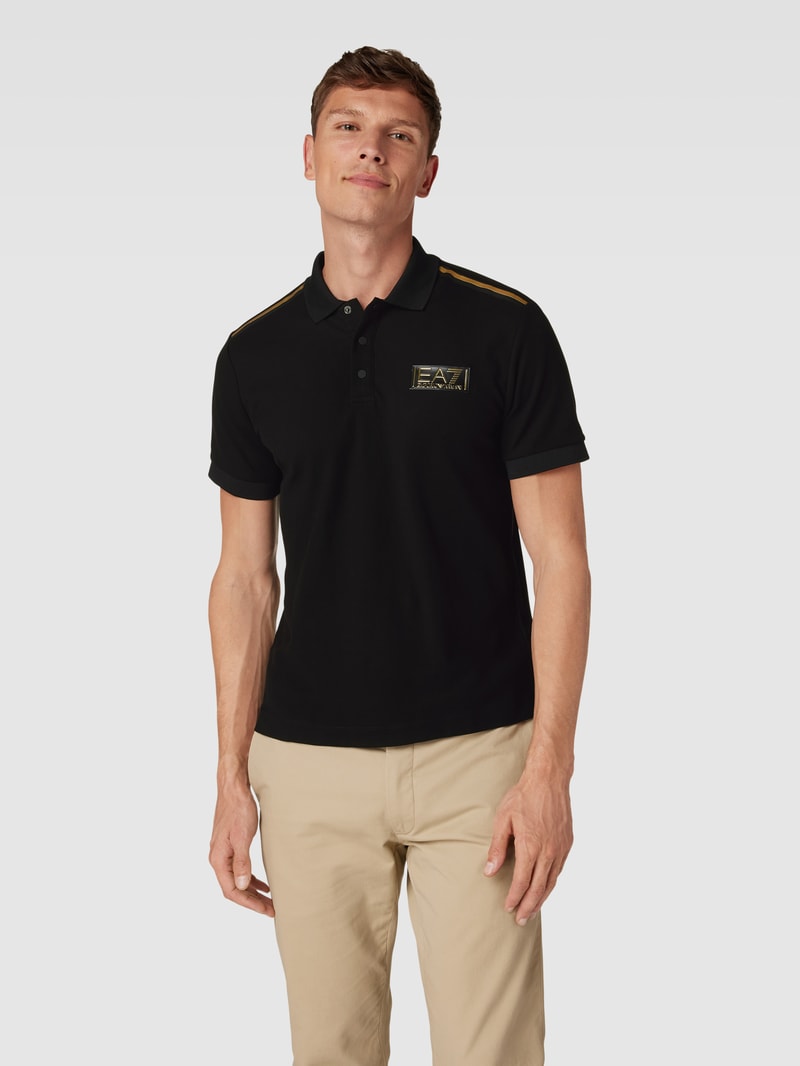 Poloshirt mit Label-Print in schwarz