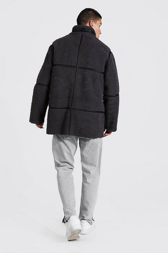 Jacke aus Teddyfell mit Trichterkragen