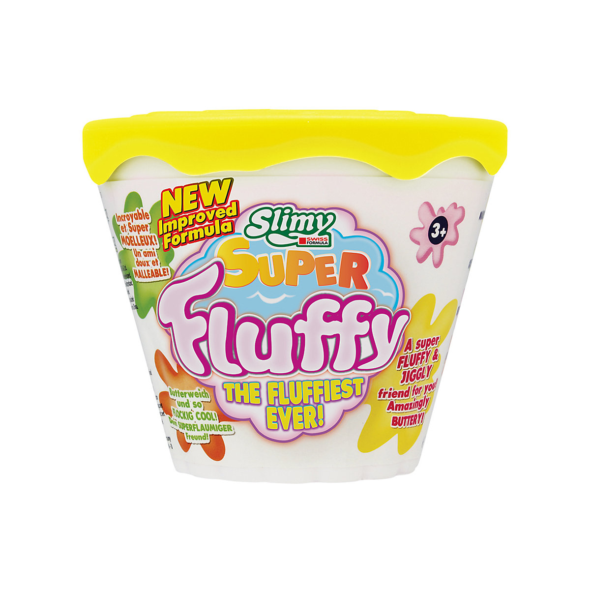 SLIMY® Super Fluffy 100g Spielmasse im Becher - der flaumigste Original Slimy Slime, lustig duftende Schleim Knete für Kinder