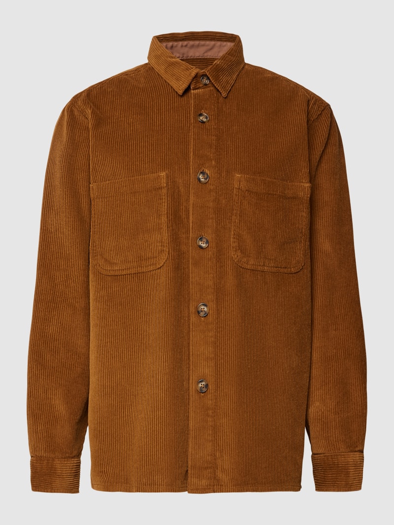 Overshirt aus Cord mit Umlegekragen in haselnuss braun meliert