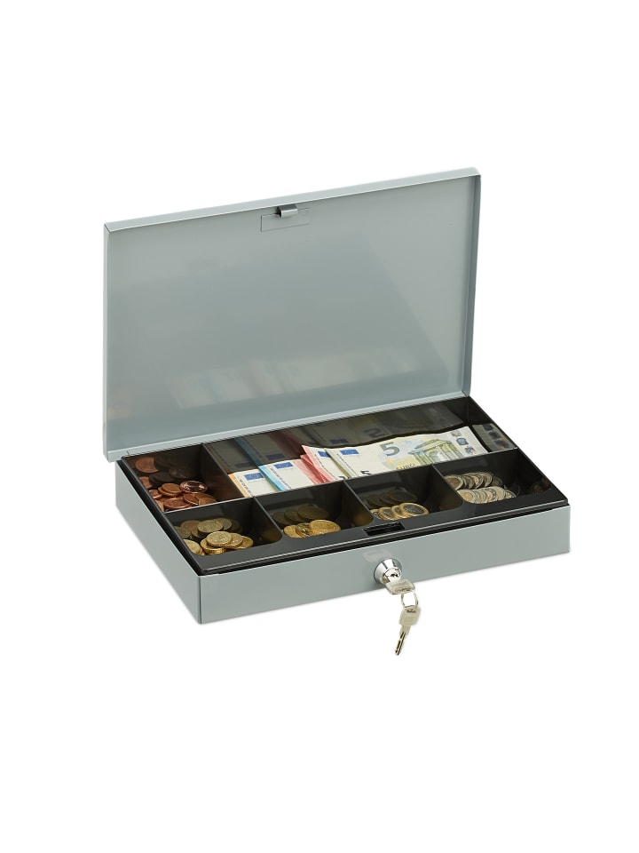 relaxdays Geldkassette in Grau - (B)30 x (H)5 x (T)20 cm günstig kaufen onesize