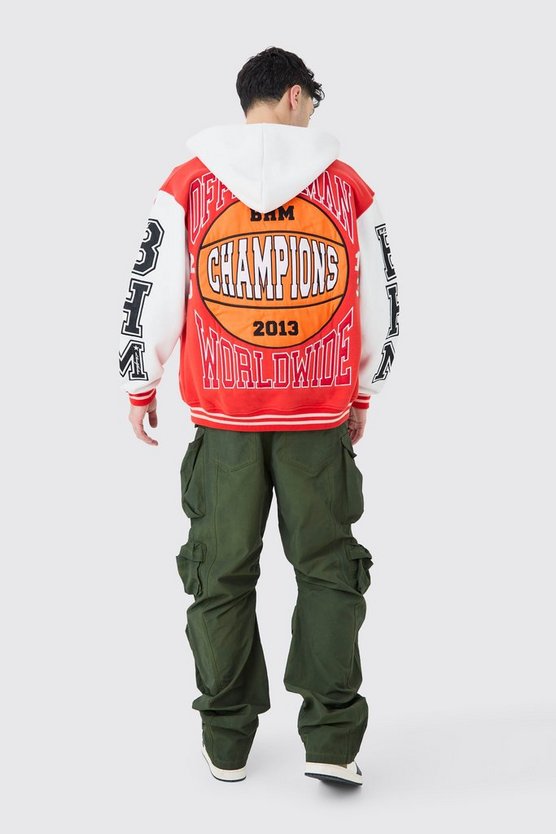 Oversize Basketball Jersey-Jacke mit Applique