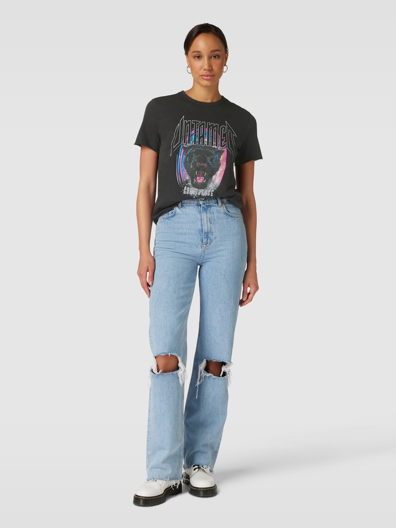 T-Shirt mit Motiv-Print Modell 'LUCY' in schwarz