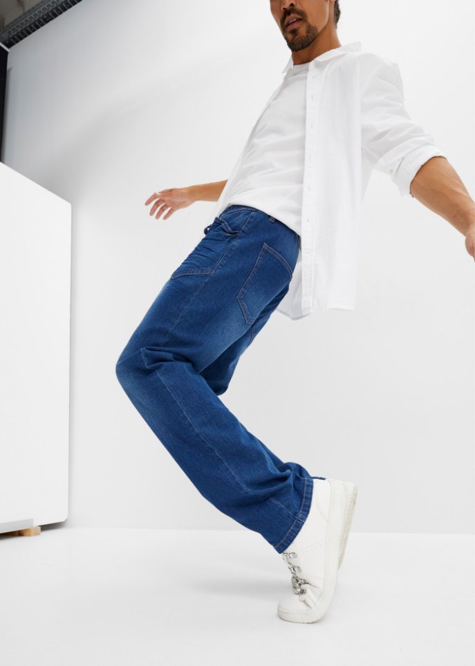 Loose Fit Schlupfjeans mit Komfortschnitt, Straight