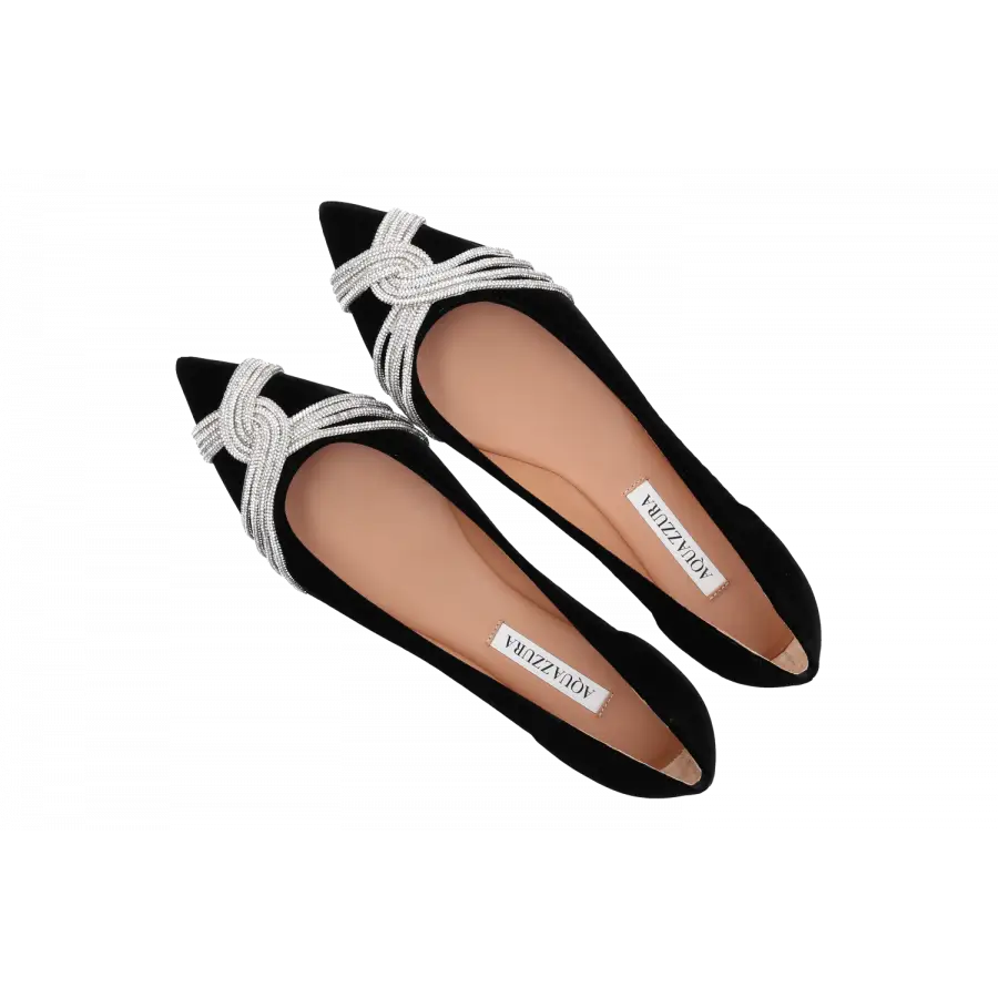 Aquazzura - Ballerinas GATSBY Veloursleder - schwarz