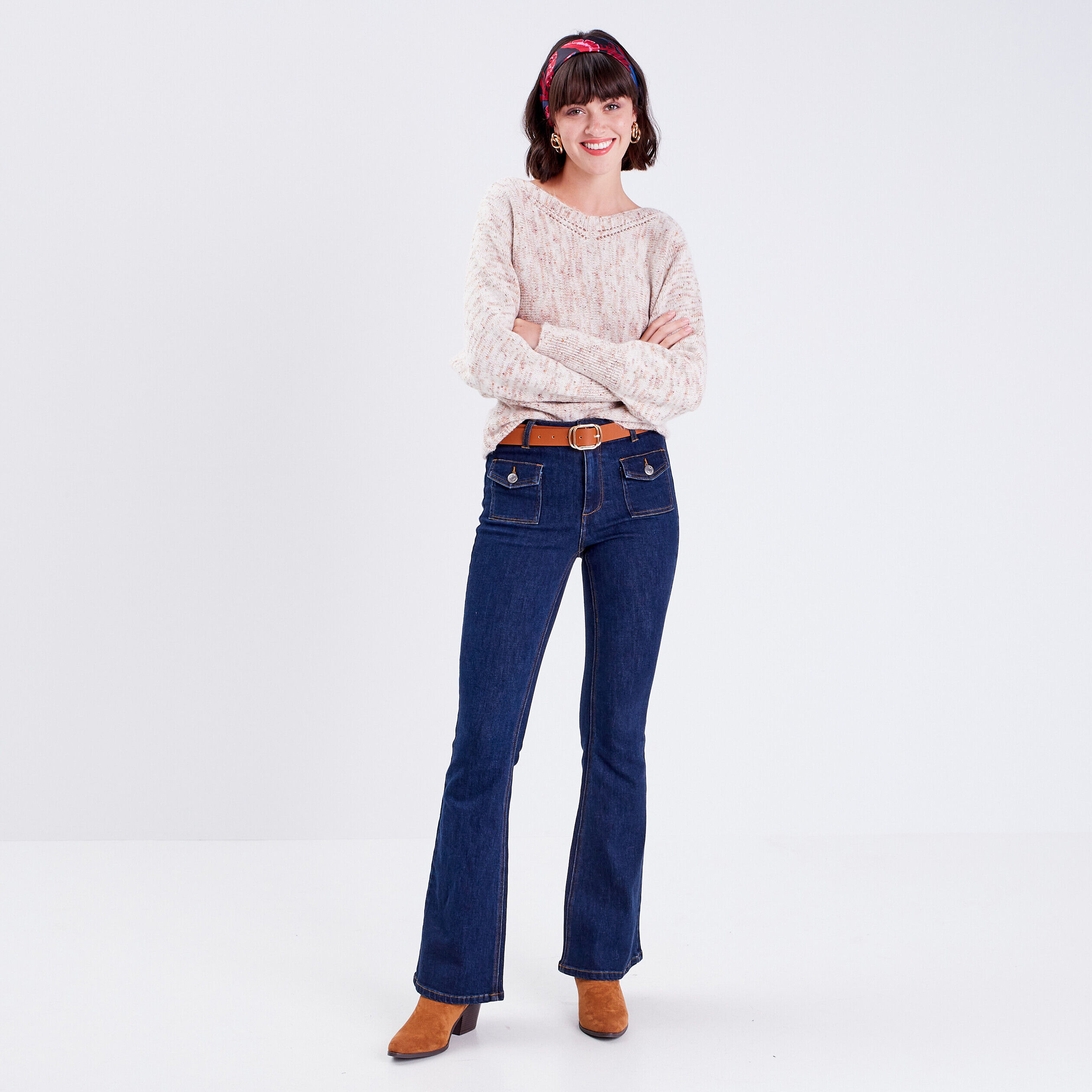 Pull manches papillons marron femme | Cache Cache