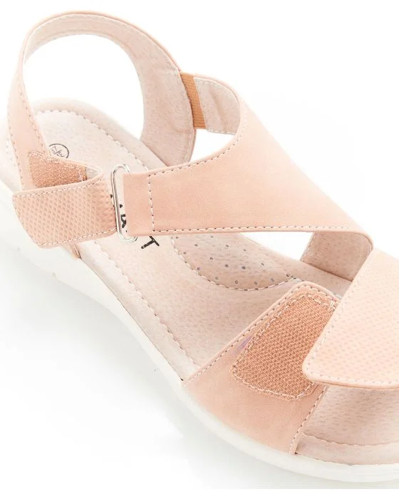 Sandales compensées aspect nubuck