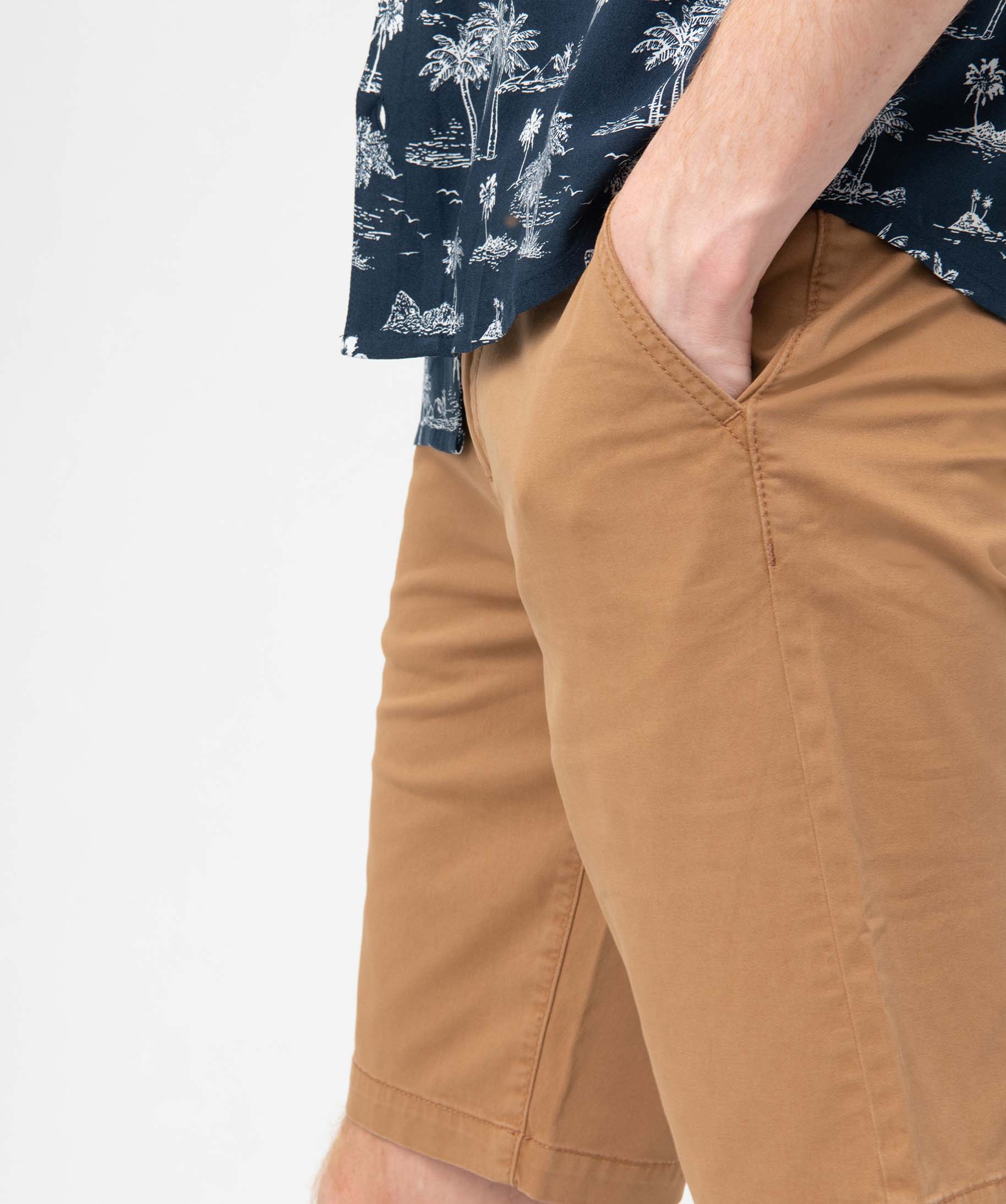 Bermuda homme coupe chino en toile stretch marron | GEMO