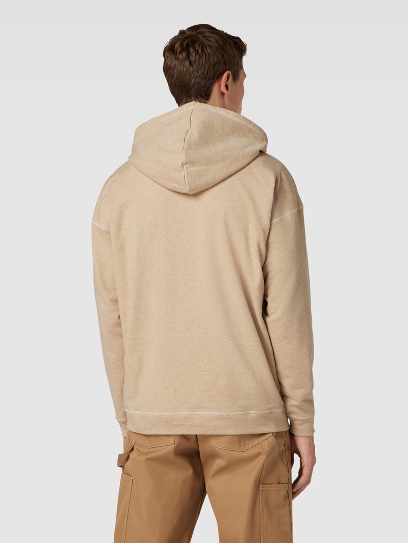 Hoodie mit Logo-Stitching in beige meliert