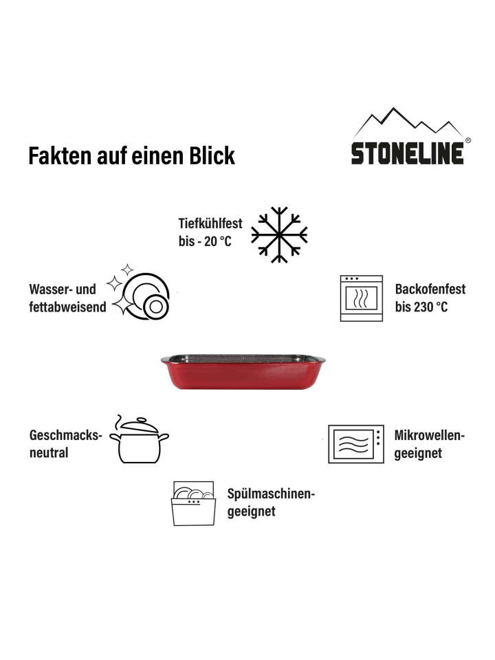 Stoneline Auflaufform Eckig Set 2-teilig in Rot günstig kaufen onesize
