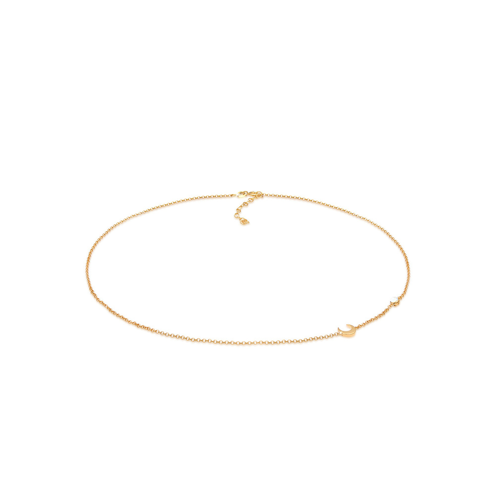 Elli Elli Collier Femmes Filigrane Basique Minimaliste avec Pierre de Lune en Argent S collier