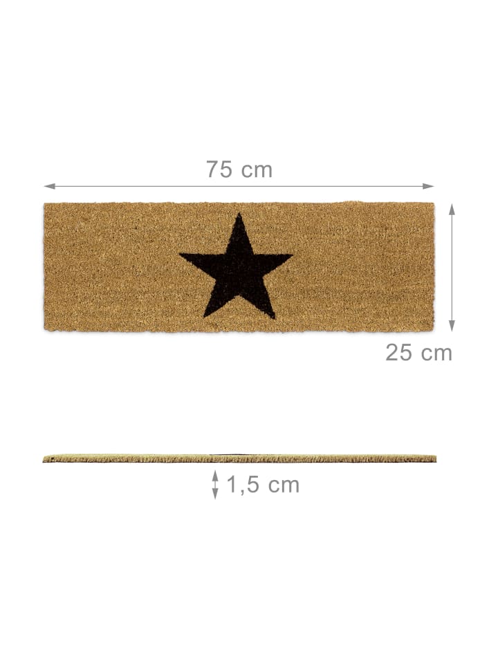 relaxdays Fußmatte Stern in Natur - (B)75 x (T)25 cm günstig kaufen onesize