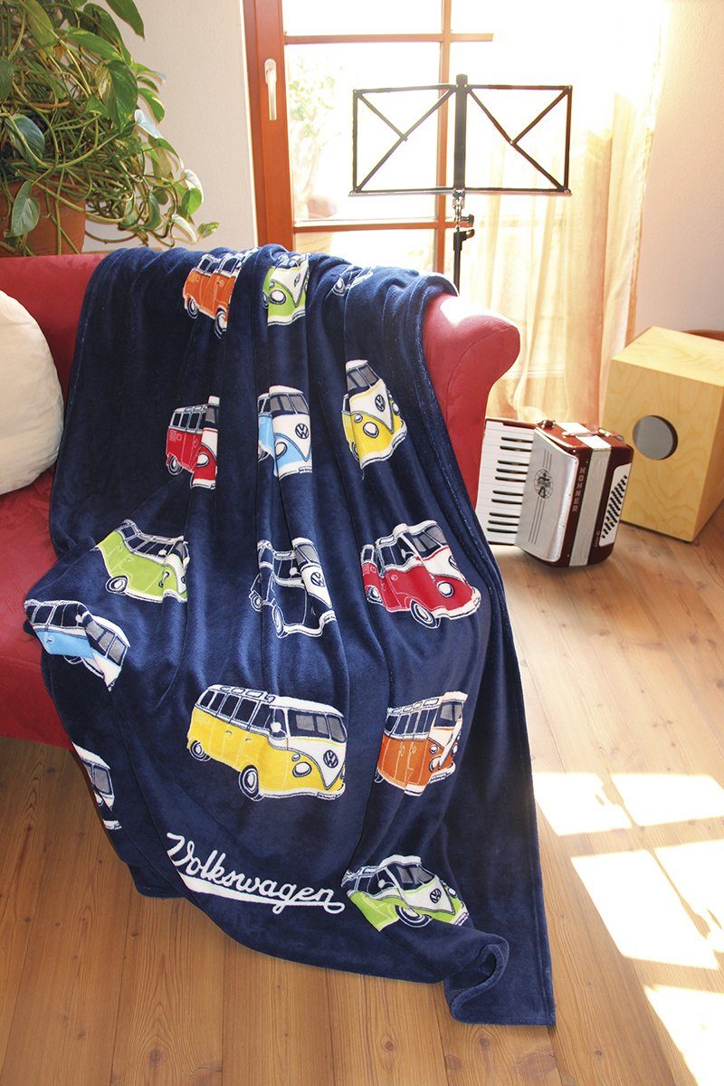 Wohndecke von Volkswagen (150x200cm), VW Collection by BRISA, weiche Kuscheldecke im VW T1 Bulli Design