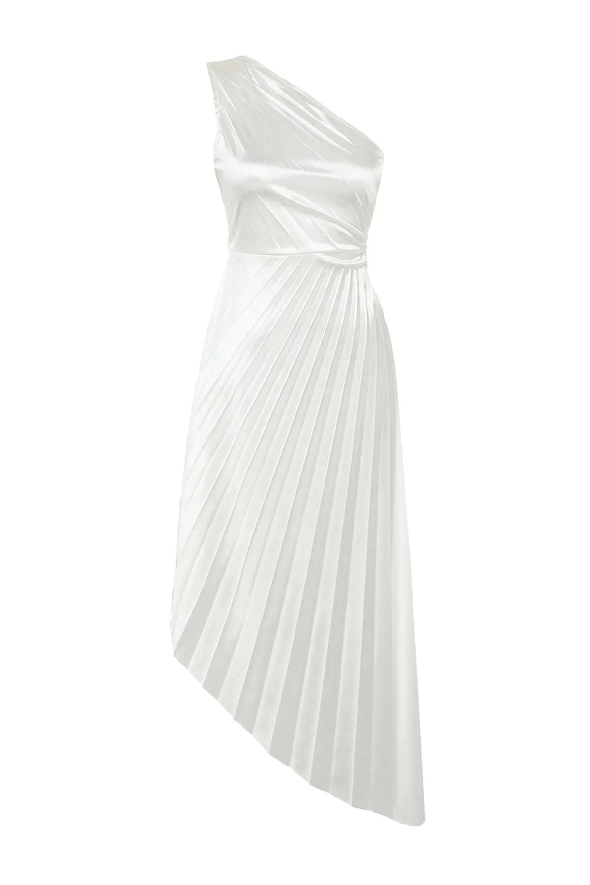 Trendyol Collection  Ecru Asymmetrisches Strick-Faltendetailliertes Satin-Elegantes Abendkleid TPRSS23EL00557